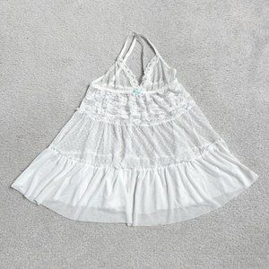 Vintage y2k coquette white lace tiered sheer cami top